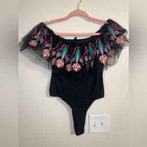 Boutique off the shoulder fiesta Bodysuit